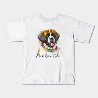 Mardi Gras Cutie Saint Bernard Kids T-Shirt